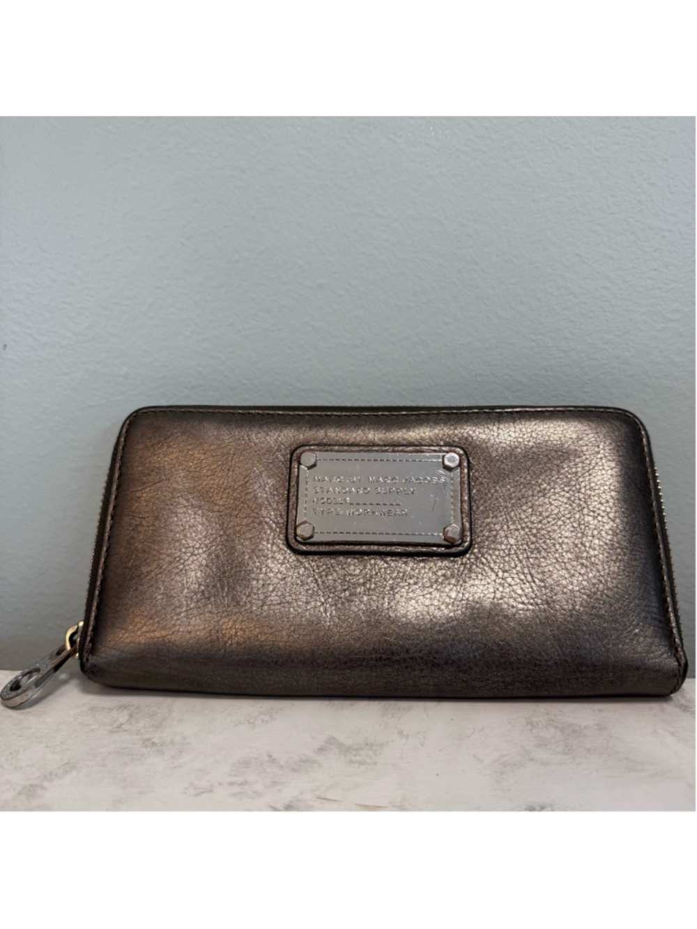 Women's Marc Jacobs Standard Supply Pewter Zip Around Workwear Wallet